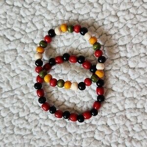 Mardi Gras voodoo handmade wooden beads bracelets